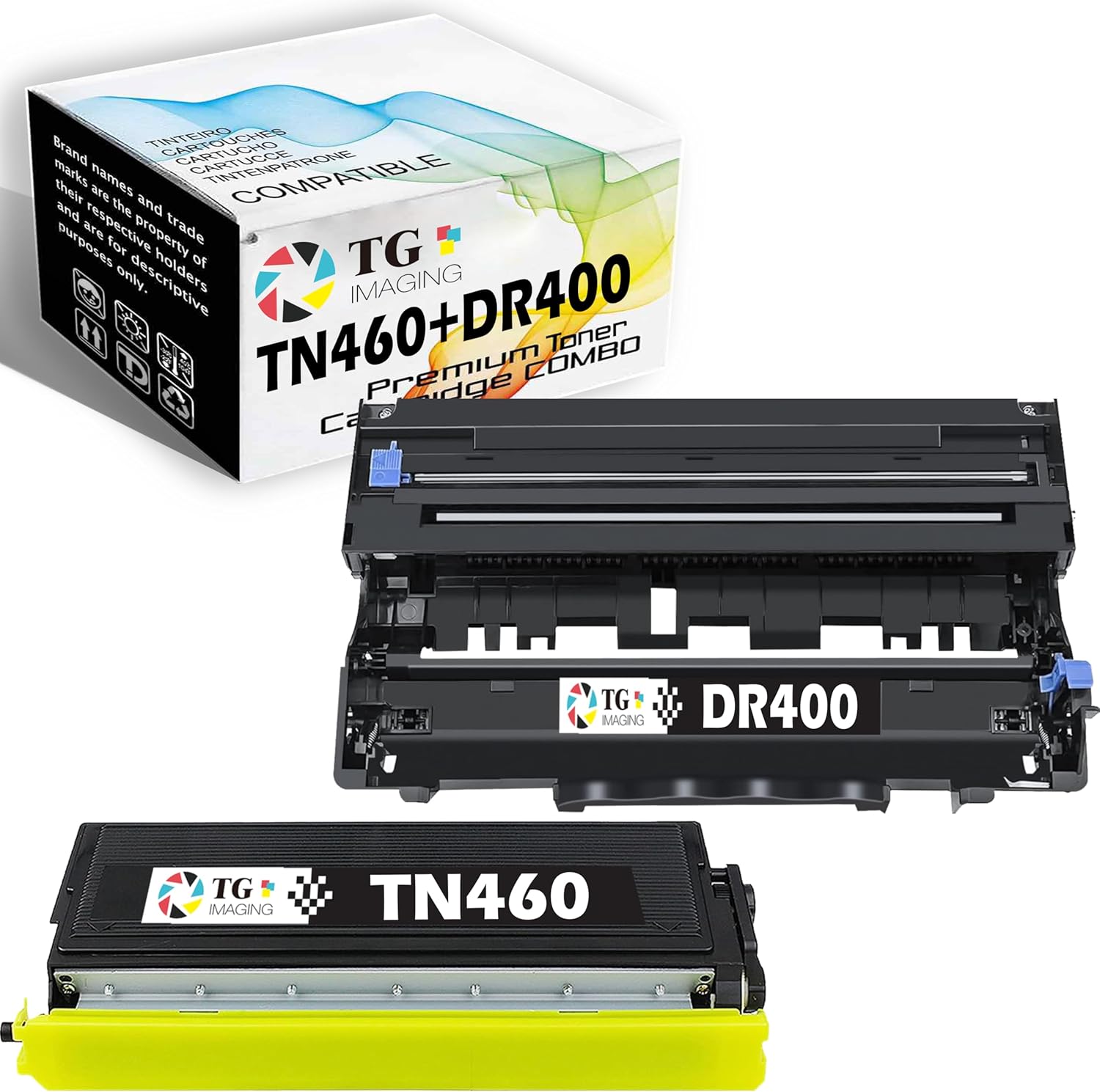 Compatible DR400 Drum Unit and TN460 Toner Cartridge Set Replacement for Brother TN-460 Toner DR-400 Drum for DCP-1200 HL-1440 MFC-8300 MFC-9870 MFC-P2500 IntelliFax-4100E Printer (2-Pack)